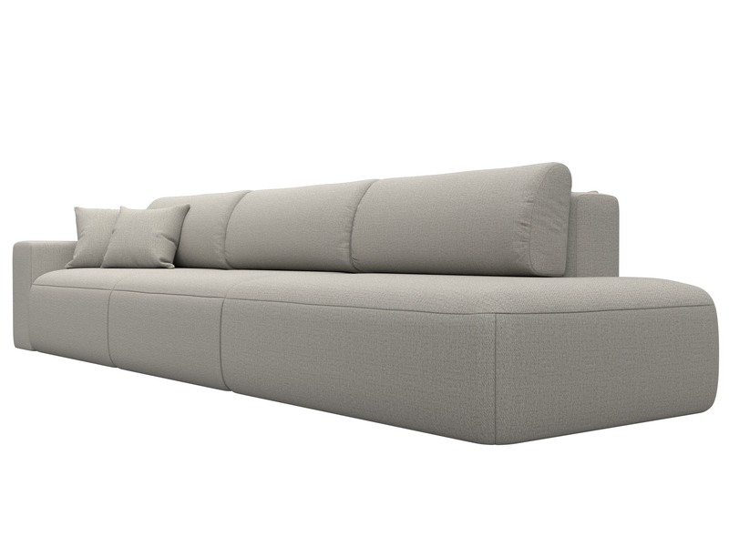 Диван прямой Лига-036 НПБ Модерн Лонг подлокотник слева, Рогожка, Амур 02 бежевый