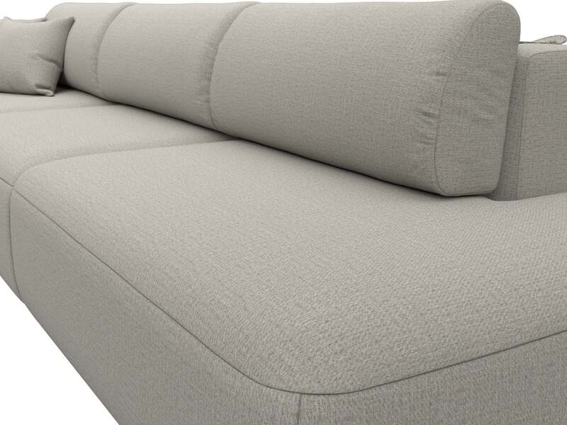 Диван прямой Лига-036 НПБ Модерн Лонг подлокотник слева, Рогожка, Амур 02 бежевый