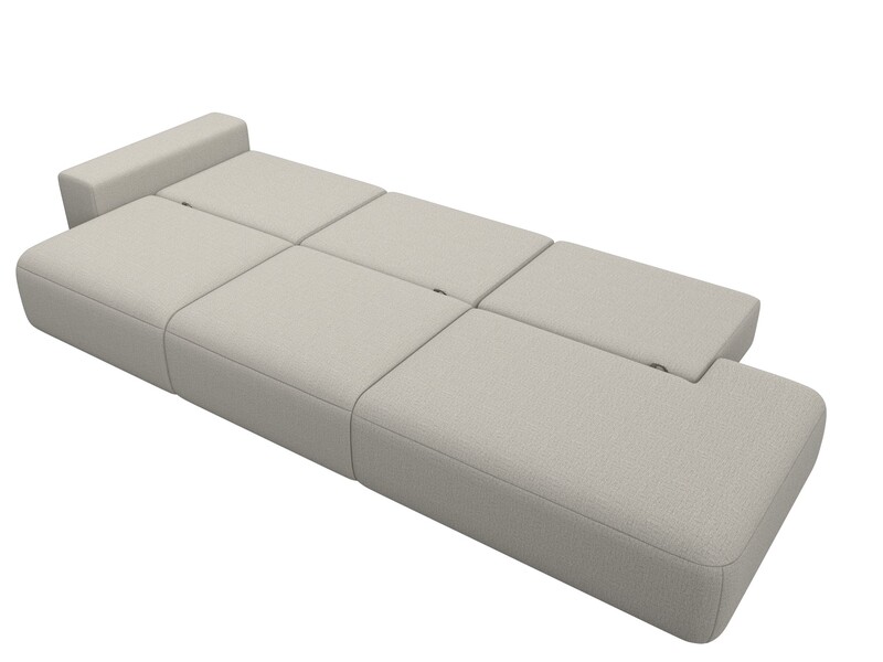 Диван прямой Лига-036 НПБ Модерн Лонг подлокотник слева, Рогожка, Амур 02 бежевый