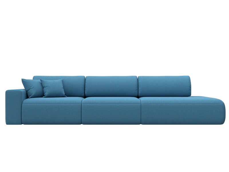 Диван прямой Лига-036 НПБ Модерн Лонг подлокотник слева, Рогожка, Амур 10 голубой