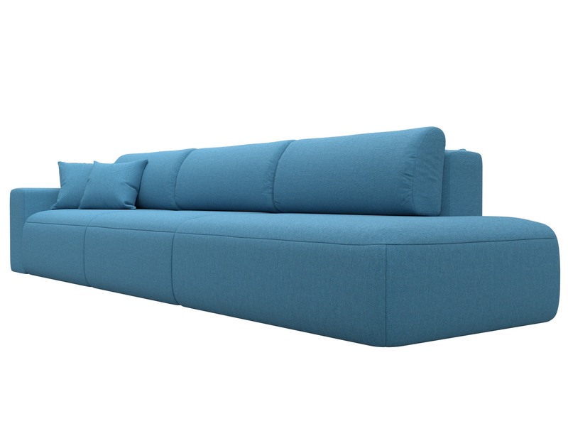 Диван прямой Лига-036 НПБ Модерн Лонг подлокотник слева, Рогожка, Амур 10 голубой