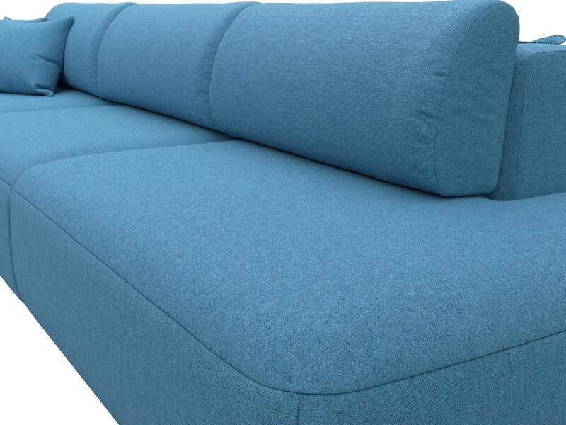 Диван прямой Лига-036 НПБ Модерн Лонг подлокотник слева, Рогожка, Амур 10 голубой