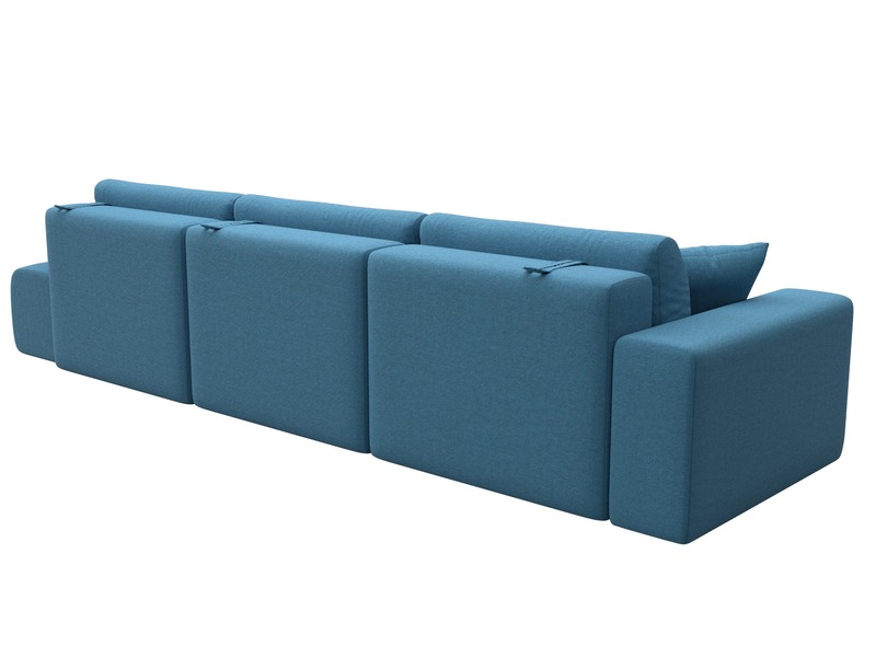 Диван прямой Лига-036 НПБ Модерн Лонг подлокотник слева, Рогожка, Амур 10 голубой