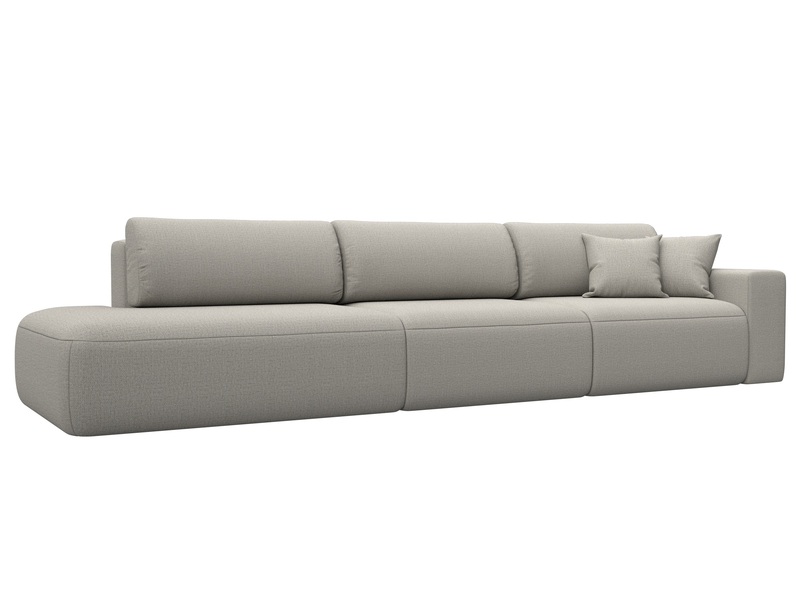 Диван прямой Лига-036 НПБ Модерн Лонг подлокотник справа, Рогожка, Амур 02 бежевый