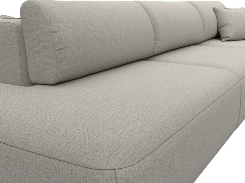 Диван прямой Лига-036 НПБ Модерн Лонг подлокотник справа, Рогожка, Амур 02 бежевый