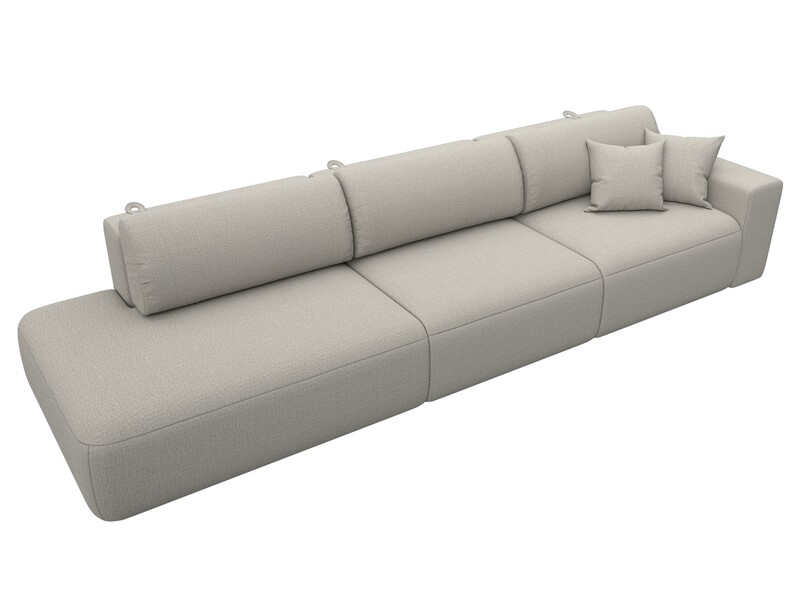 Диван прямой Лига-036 НПБ Модерн Лонг подлокотник справа, Рогожка, Амур 02 бежевый