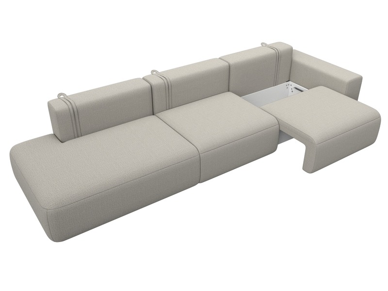 Диван прямой Лига-036 НПБ Модерн Лонг подлокотник справа, Рогожка, Амур 02 бежевый