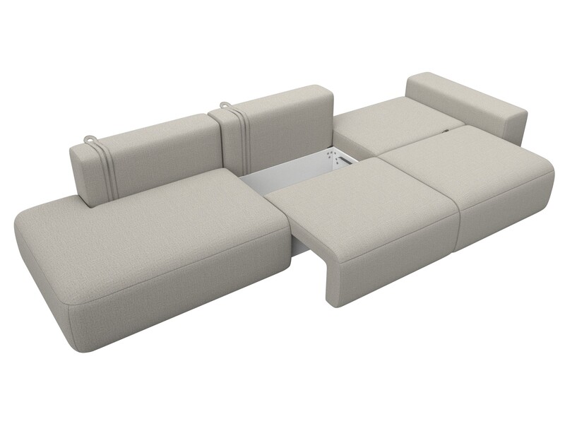 Диван прямой Лига-036 НПБ Модерн Лонг подлокотник справа, Рогожка, Амур 02 бежевый