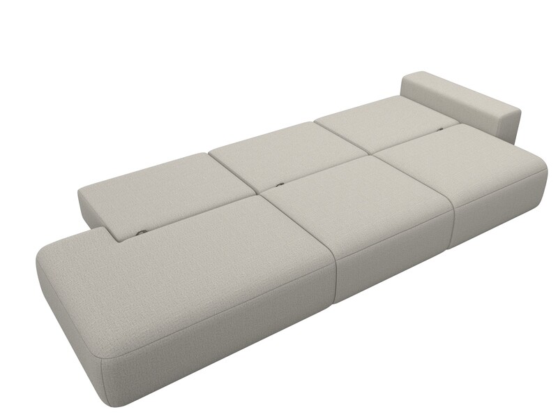 Диван прямой Лига-036 НПБ Модерн Лонг подлокотник справа, Рогожка, Амур 02 бежевый