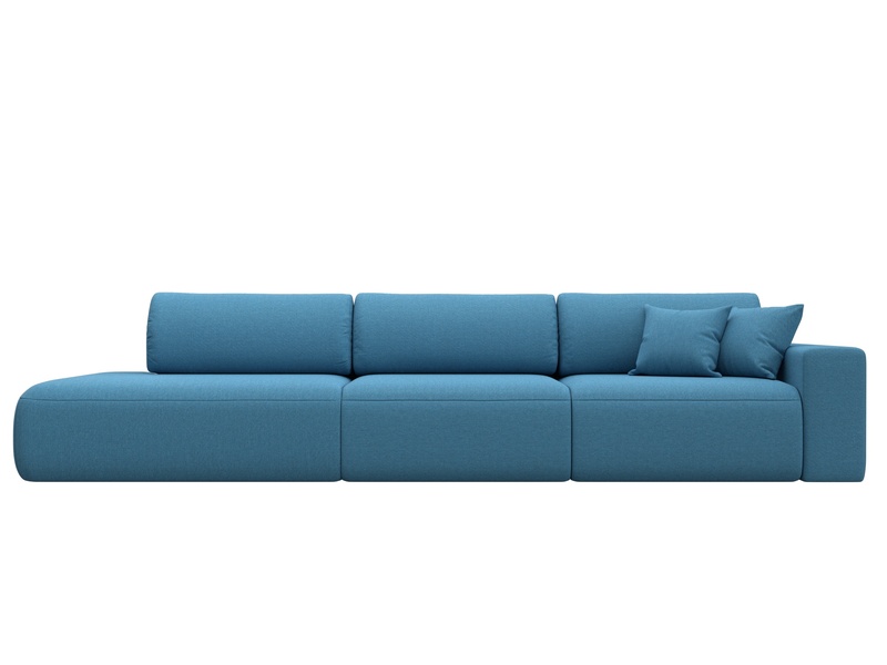 Диван прямой Лига-036 НПБ Модерн Лонг подлокотник справа, Рогожка, Амур 10 голубой