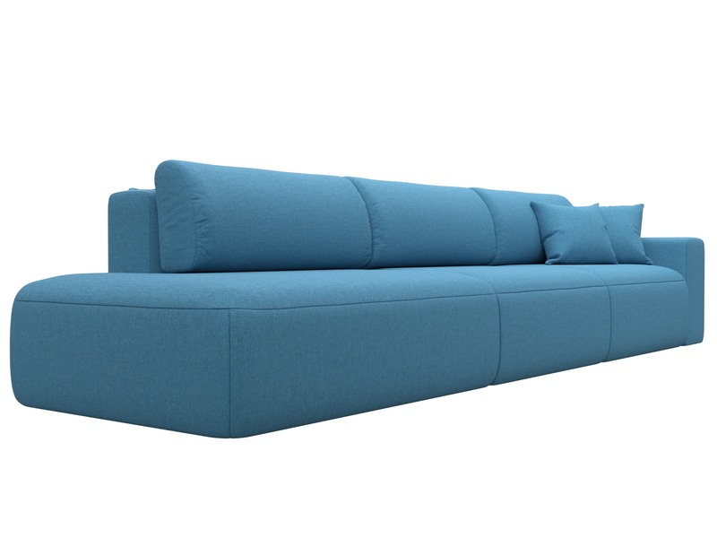 Диван прямой Лига-036 НПБ Модерн Лонг подлокотник справа, Рогожка, Амур 10 голубой