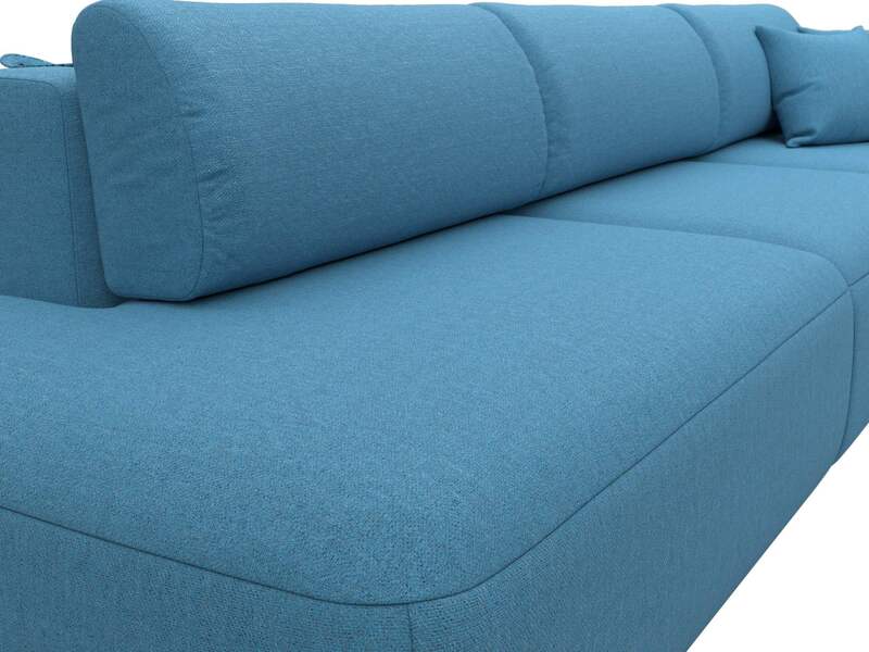 Диван прямой Лига-036 НПБ Модерн Лонг подлокотник справа, Рогожка, Амур 10 голубой