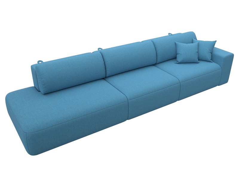 Диван прямой Лига-036 НПБ Модерн Лонг подлокотник справа, Рогожка, Амур 10 голубой