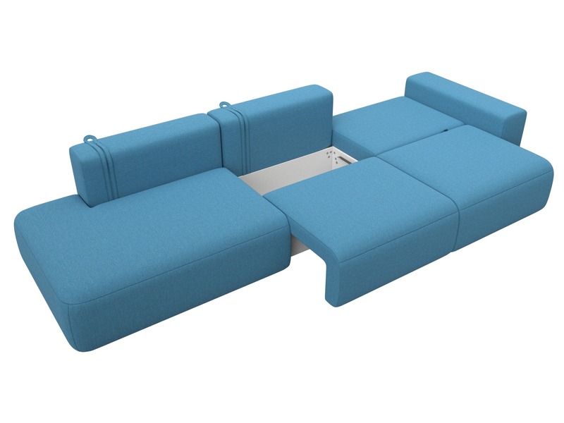 Диван прямой Лига-036 НПБ Модерн Лонг подлокотник справа, Рогожка, Амур 10 голубой