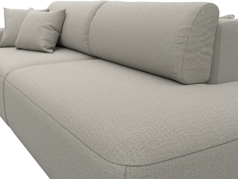 Диван прямой Лига-036 НПБ Модерн подлокотник слева, Рогожка, Амур 02 бежевый