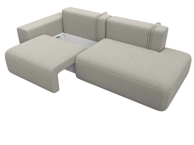 Диван прямой Лига-036 НПБ Модерн подлокотник слева, Рогожка, Амур 02 бежевый