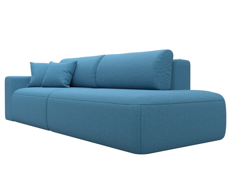 Диван прямой Лига-036 НПБ Модерн подлокотник слева, Рогожка, Амур 10 голубой