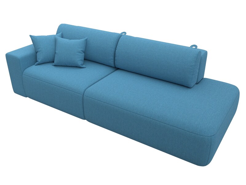 Диван прямой Лига-036 НПБ Модерн подлокотник слева, Рогожка, Амур 10 голубой