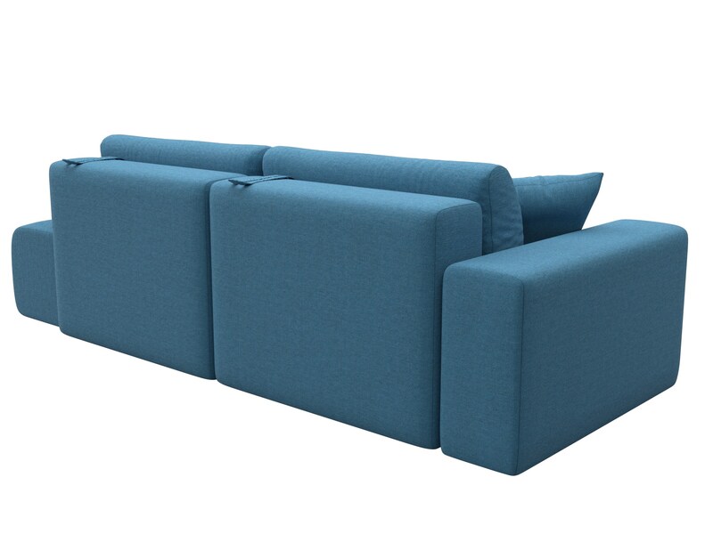 Диван прямой Лига-036 НПБ Модерн подлокотник слева, Рогожка, Амур 10 голубой