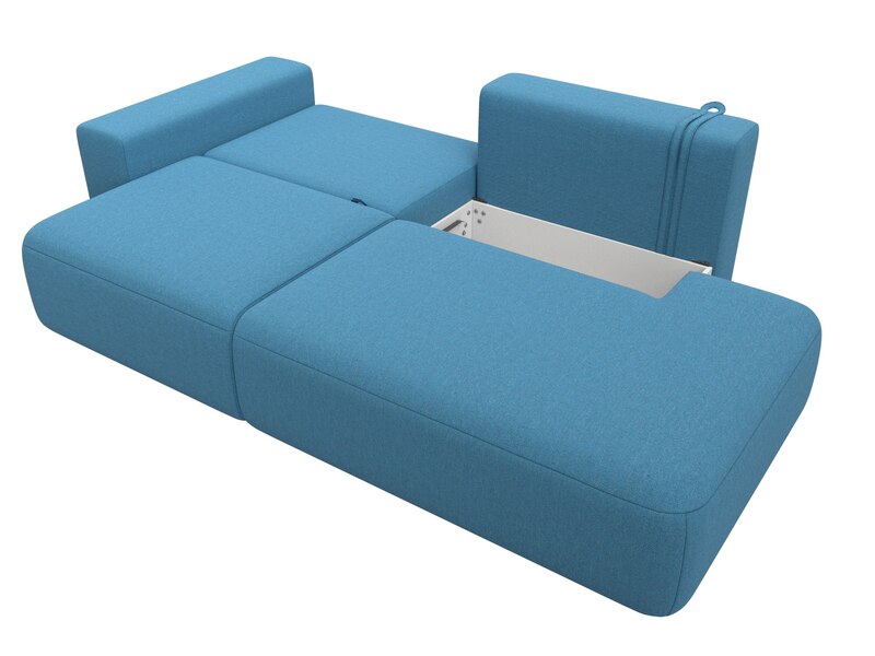 Диван прямой Лига-036 НПБ Модерн подлокотник слева, Рогожка, Амур 10 голубой