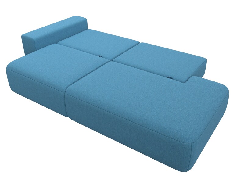 Диван прямой Лига-036 НПБ Модерн подлокотник слева, Рогожка, Амур 10 голубой