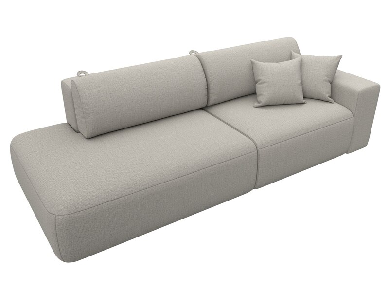 Диван прямой Лига-036 НПБ Модерн подлокотник справа, Рогожка, Амур 02 бежевый