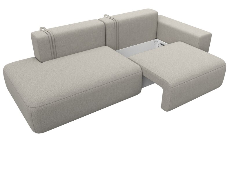 Диван прямой Лига-036 НПБ Модерн подлокотник справа, Рогожка, Амур 02 бежевый