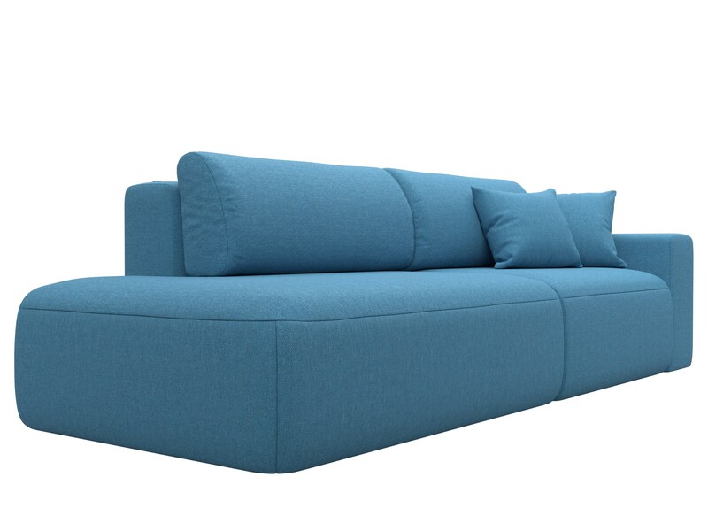 Диван прямой Лига-036 НПБ Модерн подлокотник справа, Рогожка, Амур 10 голубой