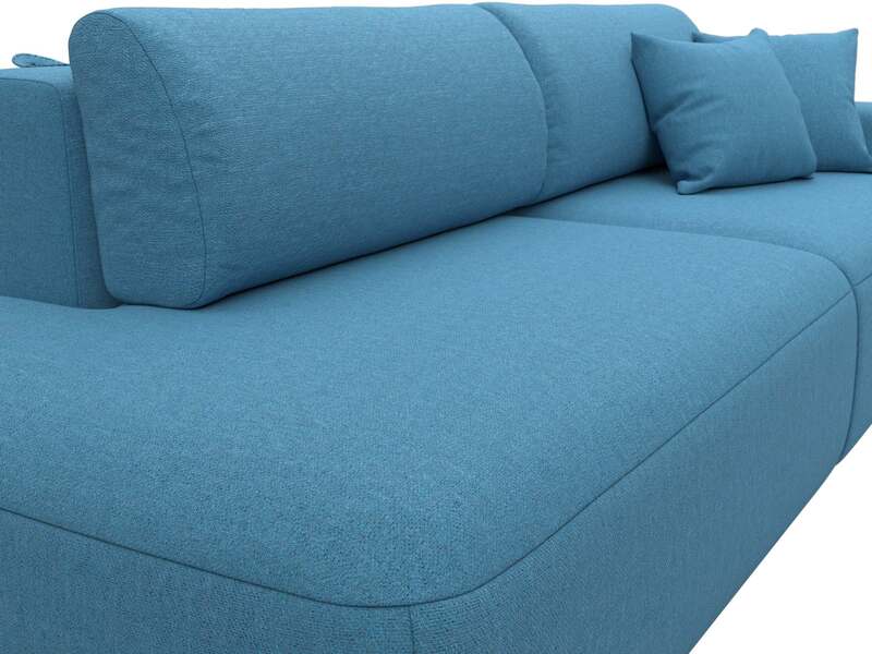 Диван прямой Лига-036 НПБ Модерн подлокотник справа, Рогожка, Амур 10 голубой