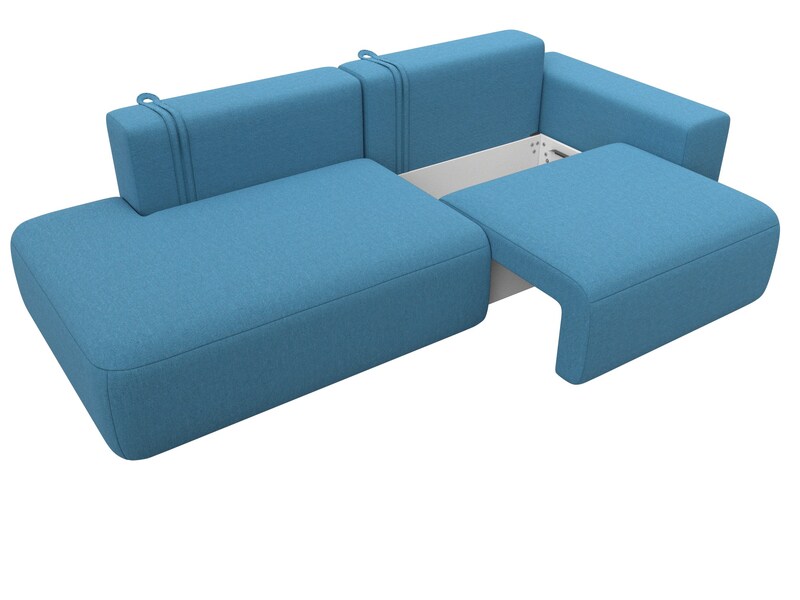 Диван прямой Лига-036 НПБ Модерн подлокотник справа, Рогожка, Амур 10 голубой