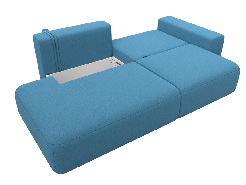 Диван прямой Лига-036 НПБ Модерн подлокотник справа, Рогожка, Амур 10 голубой