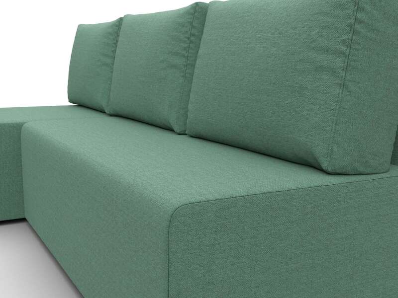 Диван угловой Поло левый угол, Рогожка, Амур 11 зеленый