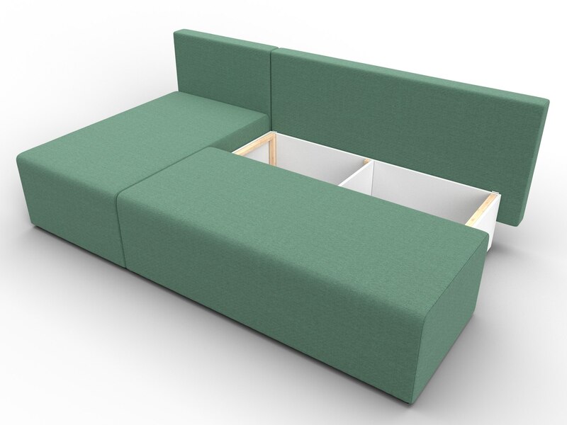 Диван угловой Поло левый угол, Рогожка, Амур 11 зеленый