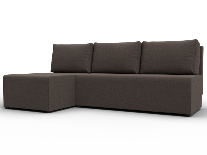 Диван угловой Поло левый угол, Рогожка, Амур 05 коричневый