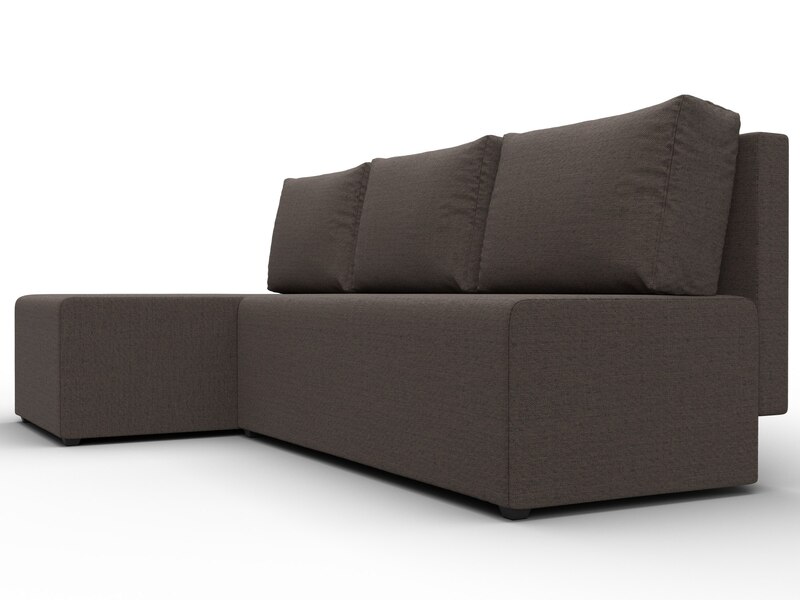 Диван угловой Поло левый угол, Рогожка, Амур 05 коричневый