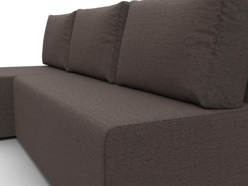 Диван угловой Поло левый угол, Рогожка, Амур 05 коричневый