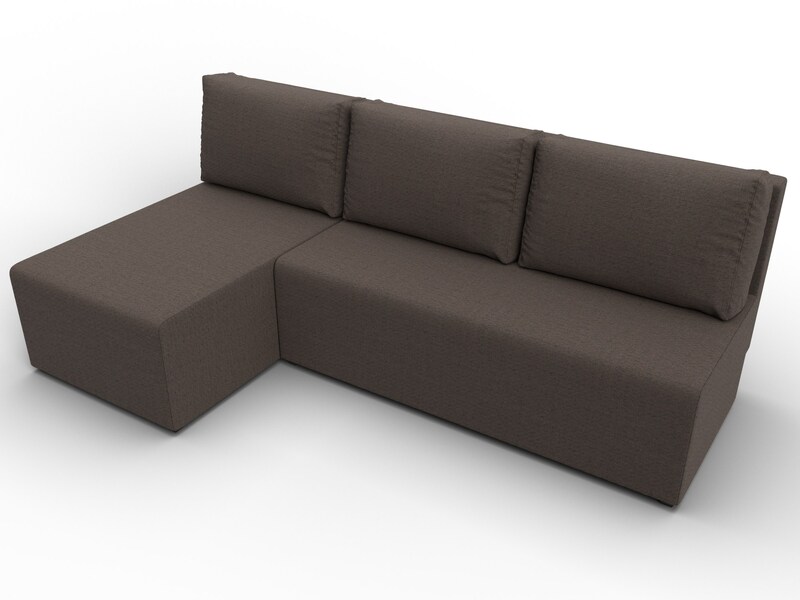 Диван угловой Поло левый угол, Рогожка, Амур 05 коричневый