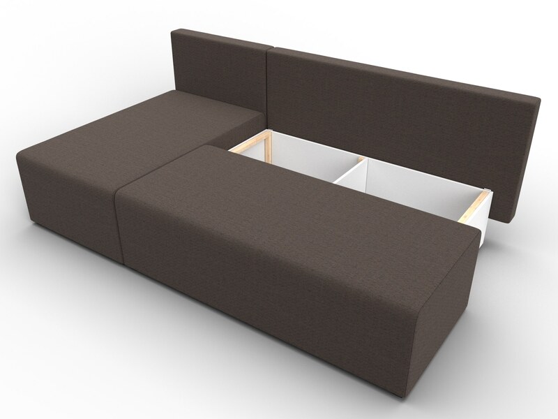 Диван угловой Поло левый угол, Рогожка, Амур 05 коричневый