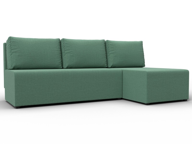 Диван угловой Поло правый угол, Рогожка, Амур 11 зеленый