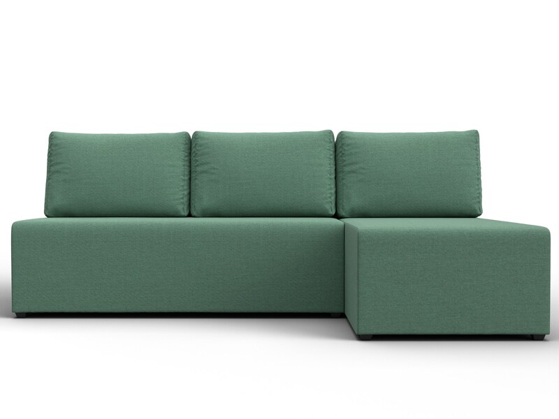 Диван угловой Поло правый угол, Рогожка, Амур 11 зеленый