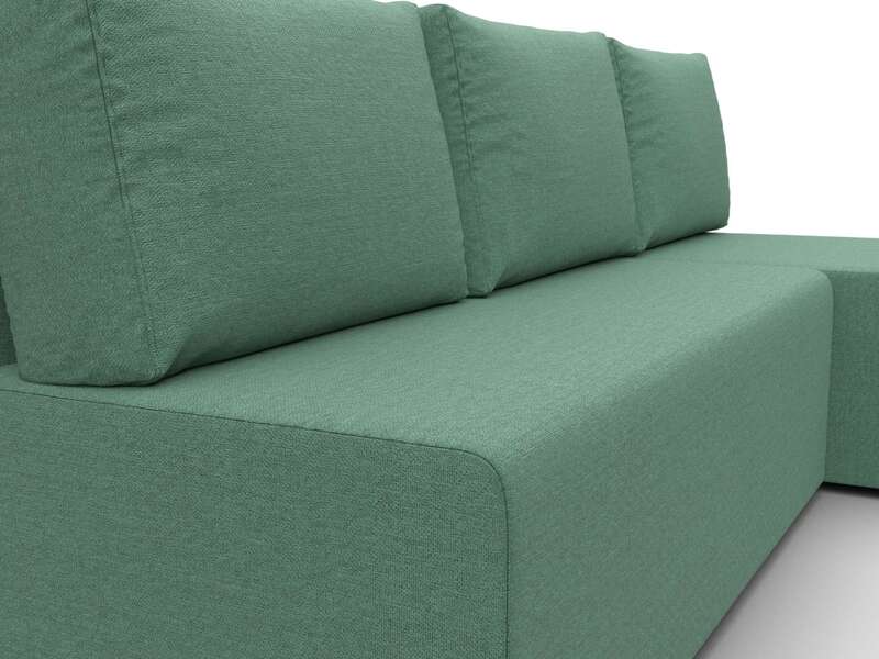 Диван угловой Поло правый угол, Рогожка, Амур 11 зеленый