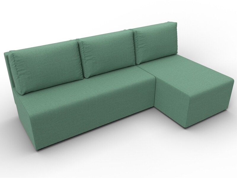 Диван угловой Поло правый угол, Рогожка, Амур 11 зеленый