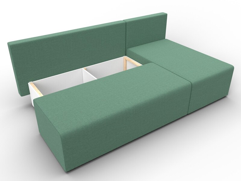 Диван угловой Поло правый угол, Рогожка, Амур 11 зеленый