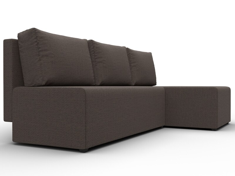 Диван угловой Поло правый угол, Рогожка, Амур 05 коричневый