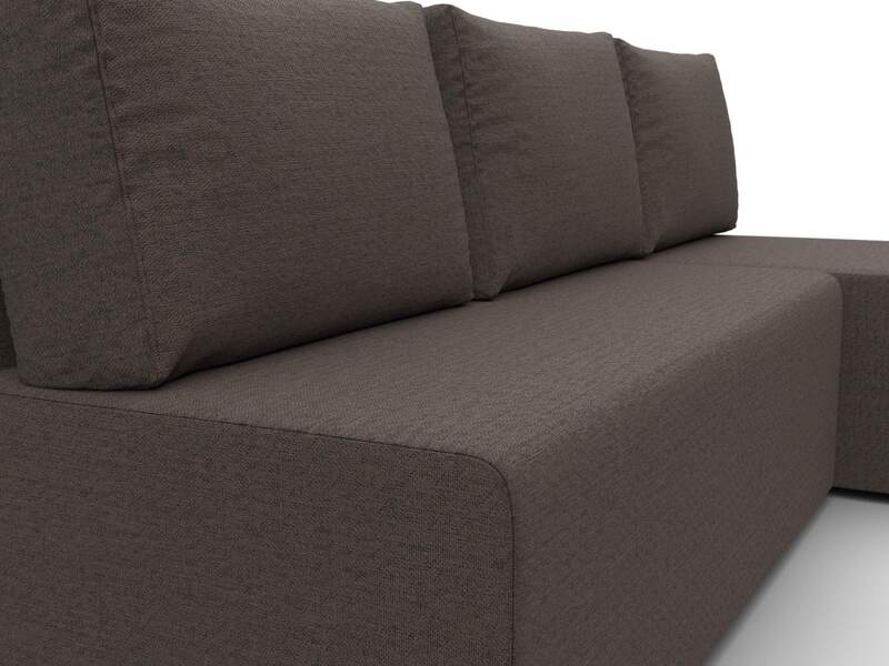 Диван угловой Поло правый угол, Рогожка, Амур 05 коричневый