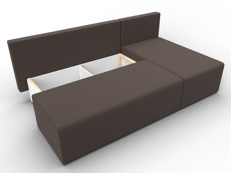 Диван угловой Поло правый угол, Рогожка, Амур 05 коричневый