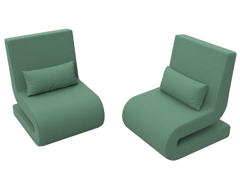 Кресло Волна (2 шт.), Рогожка, Амур 11 зеленый