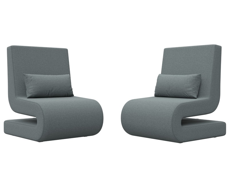 Кресло Волна (2 шт.), Рогожка, Амур 07 серый