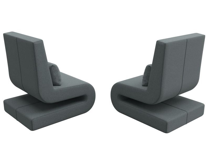 Кресло Волна (2 шт.), Рогожка, Амур 07 серый