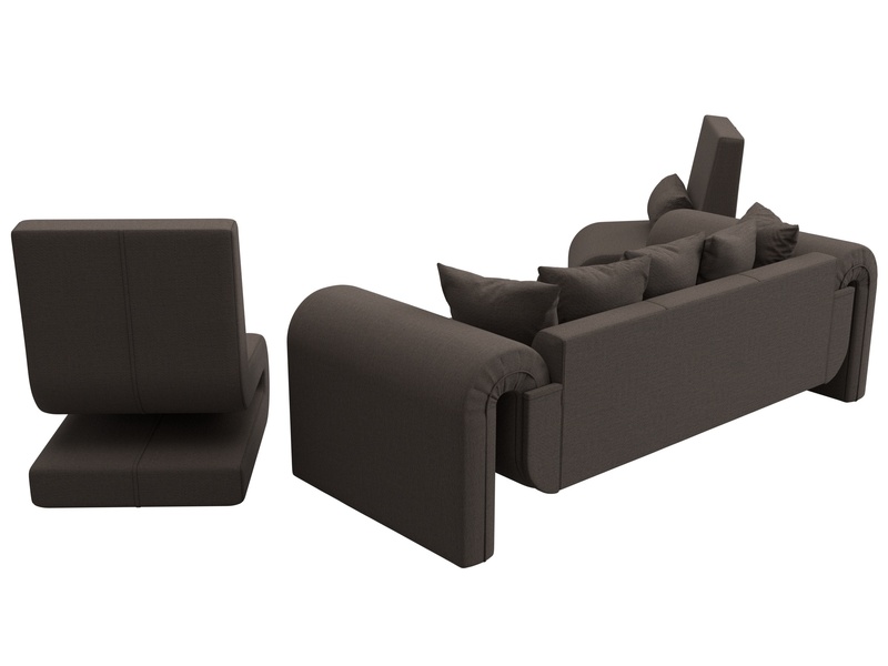 Набор Волна-1 (диван, 2 кресла), Рогожка, Амур 05 коричневый